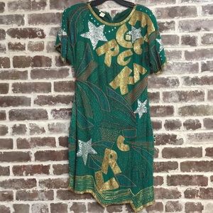 Sold Green rock sequin Vintage dress novelt